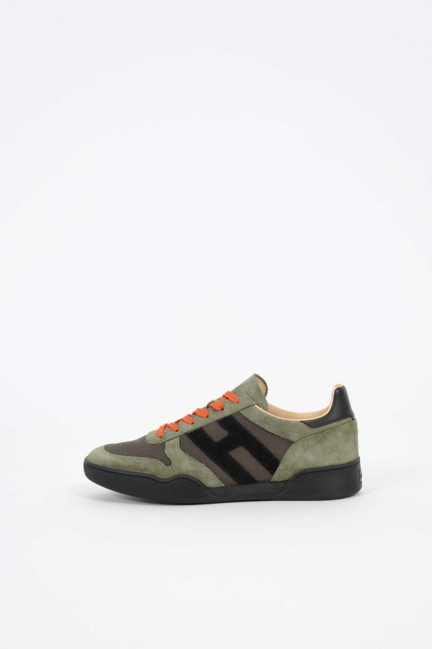 Hogan Sneakers aus Veloursleder in Oliv/Orange