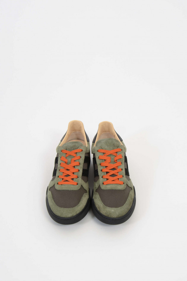 Hogan Sneakers aus Veloursleder in Oliv/Orange