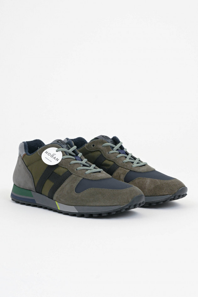 Hogan Sneaker H383 in Grau/Oliv