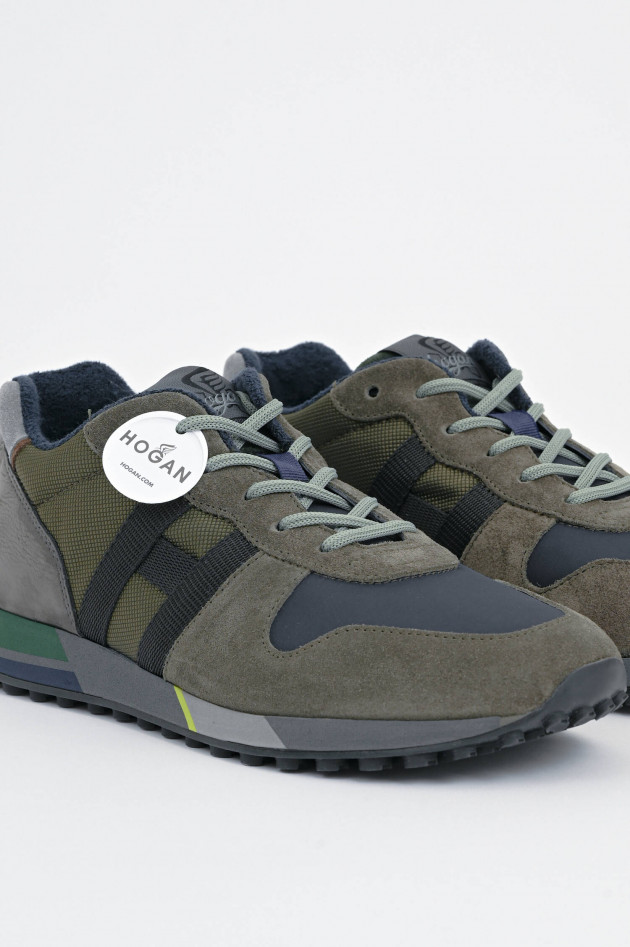 Hogan Sneaker H383 in Grau/Oliv