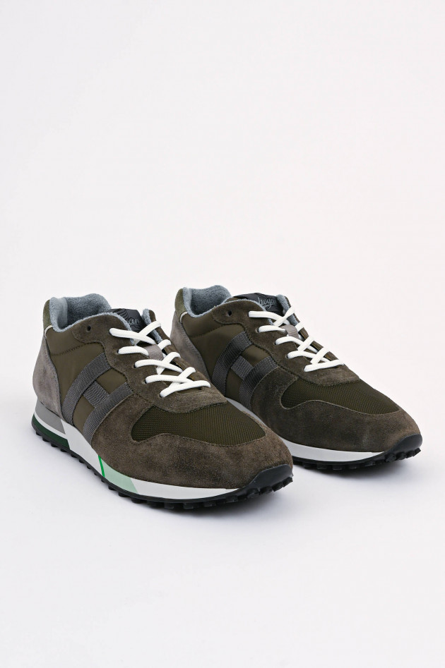 Hogan Sneaker H383 in Grau/Oliv