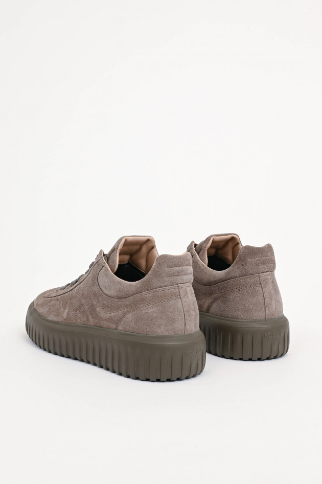 Hogan Veloursleder-Sneaker H-STRIPES ALLACCIATO in Taupe