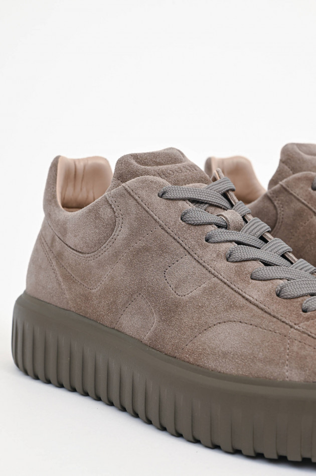 Hogan Veloursleder-Sneaker H-STRIPES ALLACCIATO in Taupe