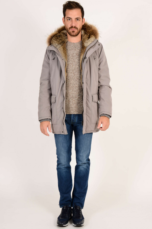 IQ+ Berlin Parka mit Fellbesatz in Grau