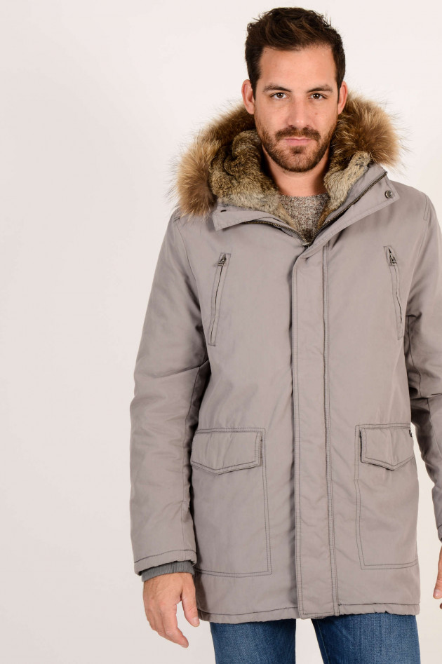 IQ+ Berlin Parka mit Fellbesatz in Grau