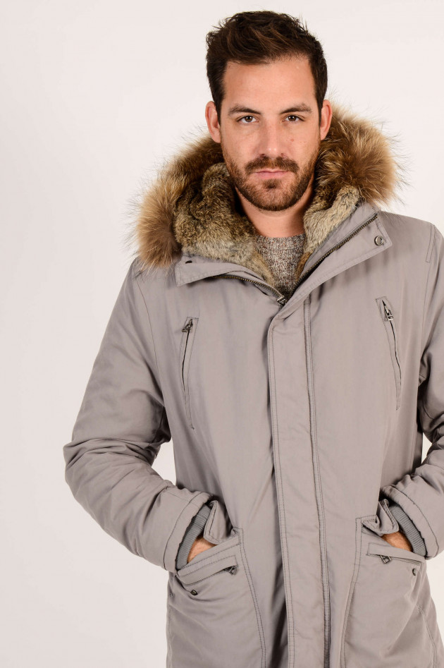IQ+ Berlin Parka mit Fellbesatz in Grau