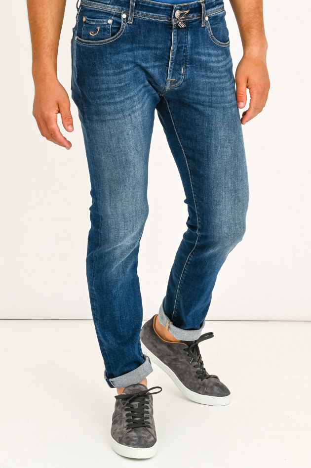 Jacob Cohën Jeans mit Kontrastnaht in Dunkelblau