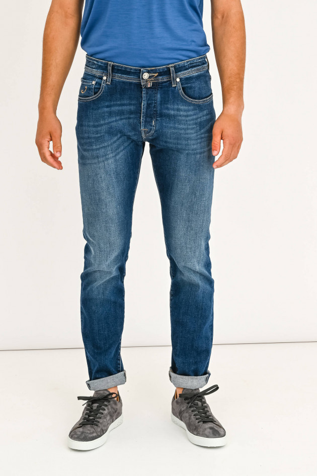 Jacob Cohën Jeans mit Kontrastnaht in Dunkelblau