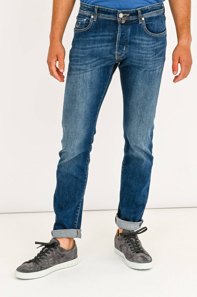 Jacob Cohën Jeans mit Kontrastnaht in Dunkelblau