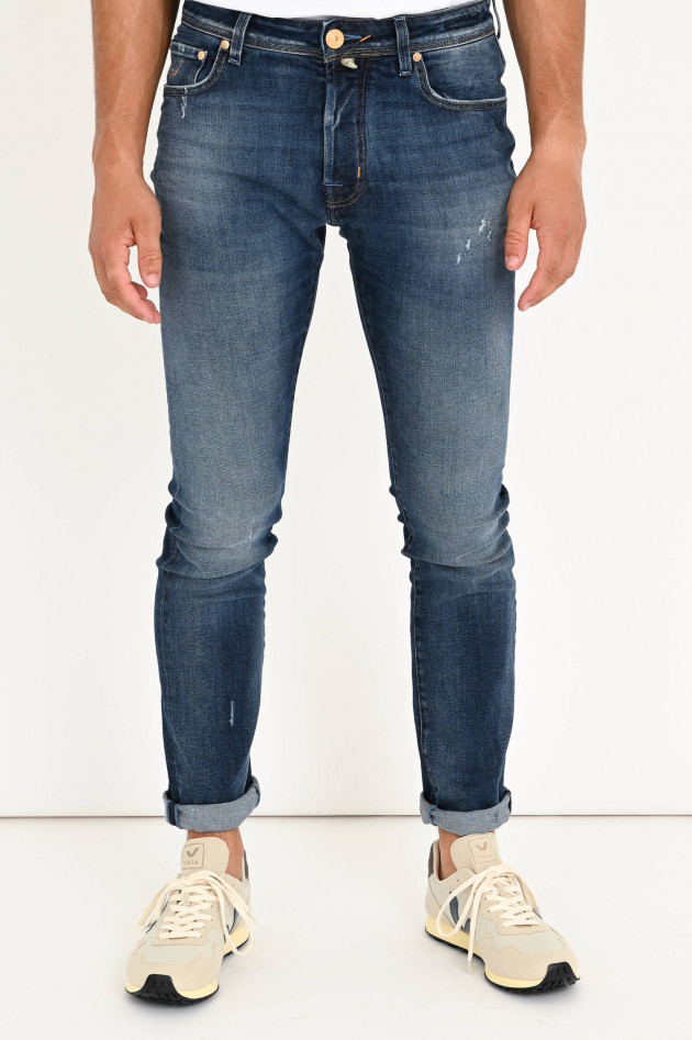 Jacob Cohën Jeans mit leichtem Used-Look in Mittelblau