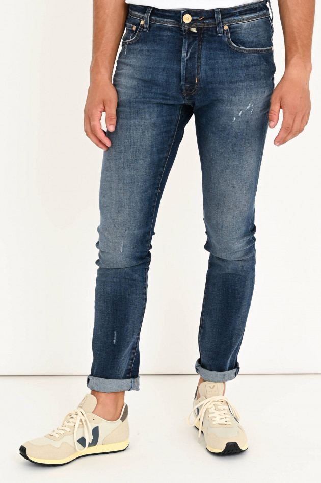 Jacob Cohën Jeans mit leichtem Used-Look in Mittelblau