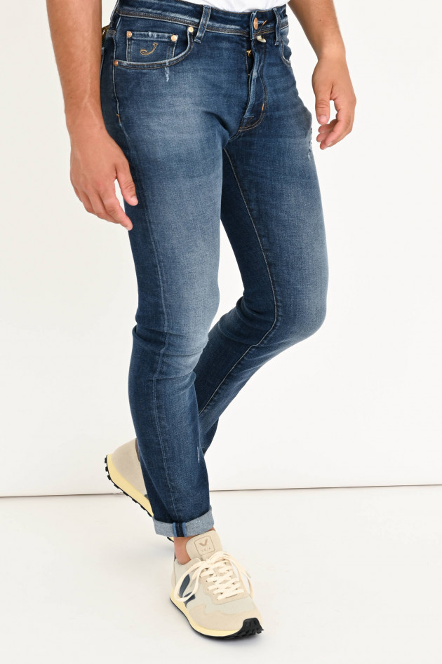 Jacob Cohën Jeans mit leichtem Used-Look in Mittelblau