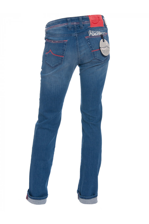 Jeans Mittelblau mit Farbakzenten