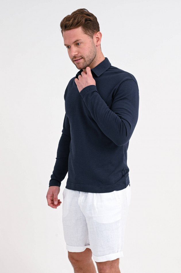 Juvia Langarm Poloshirt in Navy