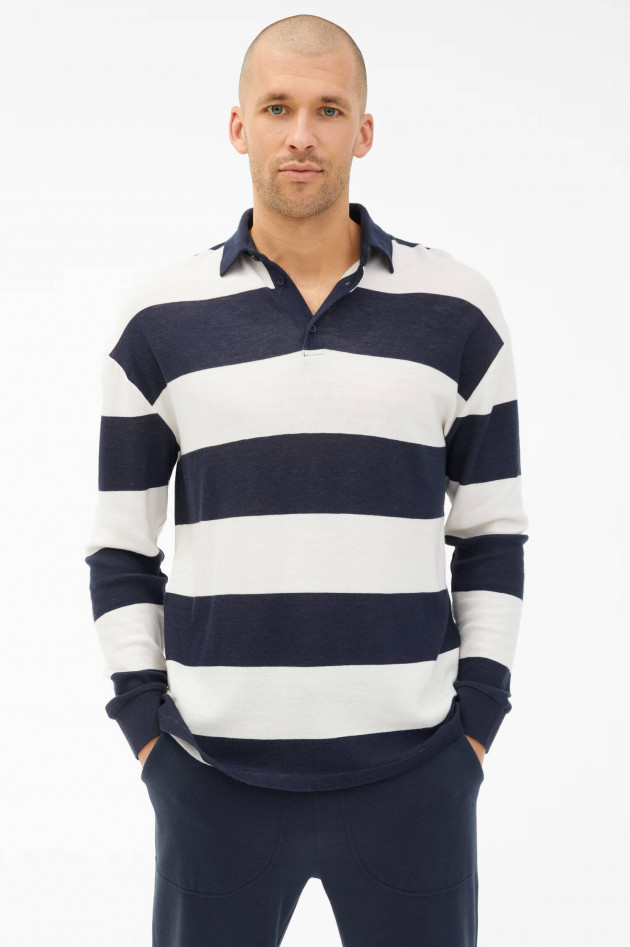 Juvia Longsleeve Poloshirt in Navy/Weiß