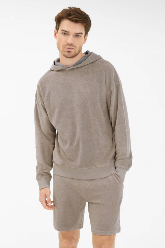 Juvia Frottee Hoodie in Taupe