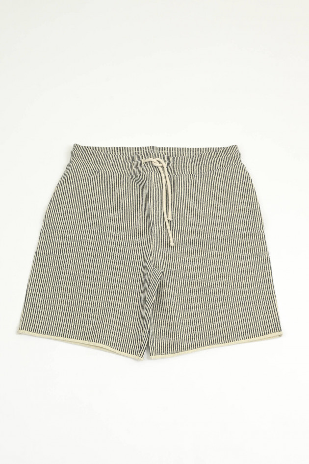 Juvia Gestreifte Bermudashorts in Thundergrau/ Creme