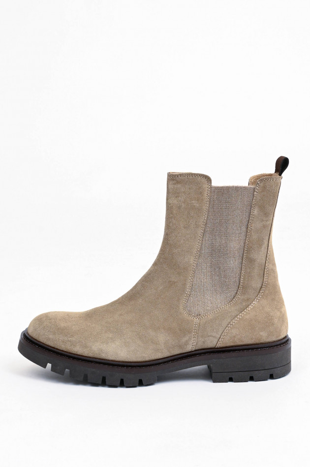 Juvia Chelsea Boot aus Veloursleder in Taupe