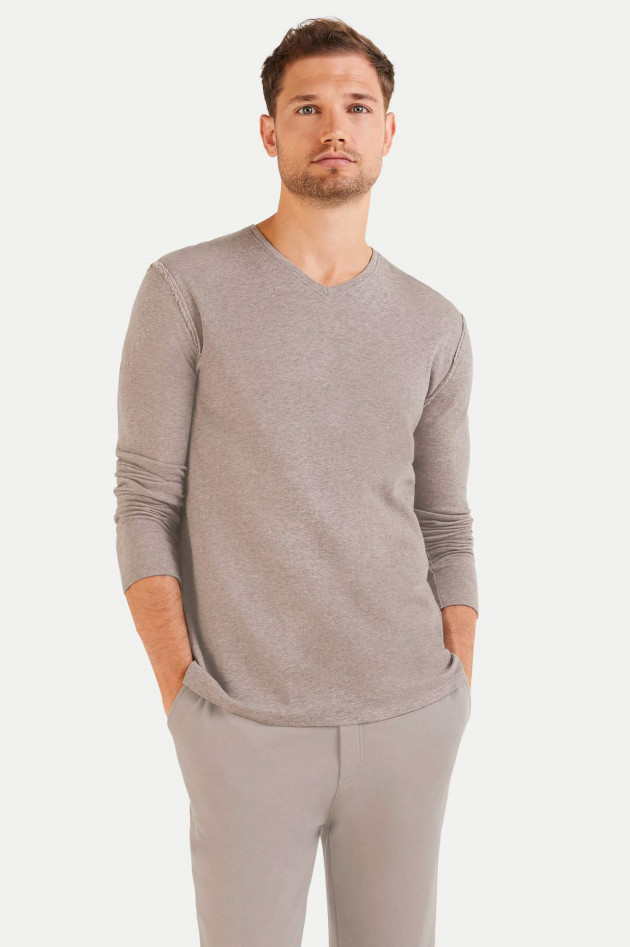 Juvia Cashmix Sweatshirt mit V-Ausschnitt in Taupe