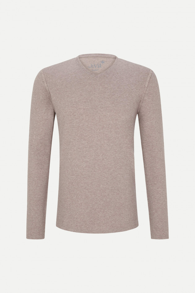 Juvia Cashmix Sweatshirt mit V-Ausschnitt in Taupe