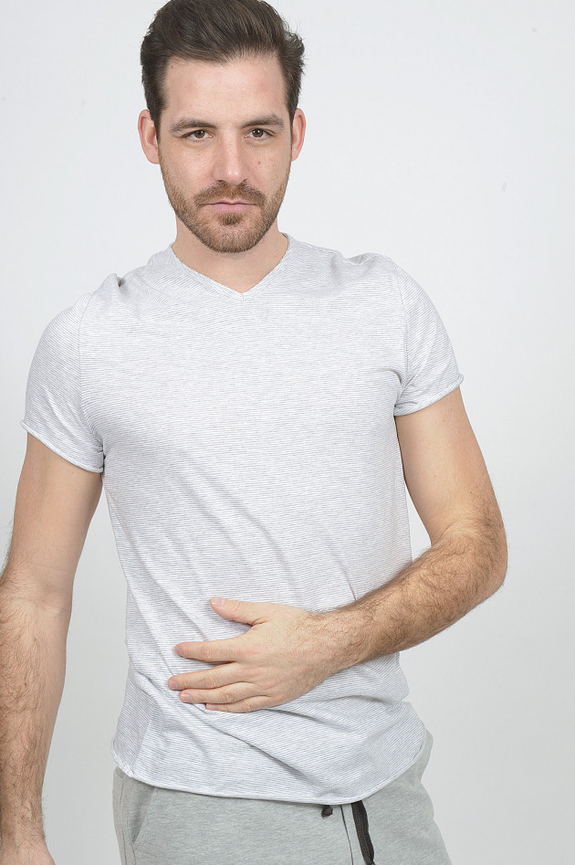 Juvia T-Shirt in Grau/Weiß gestreift