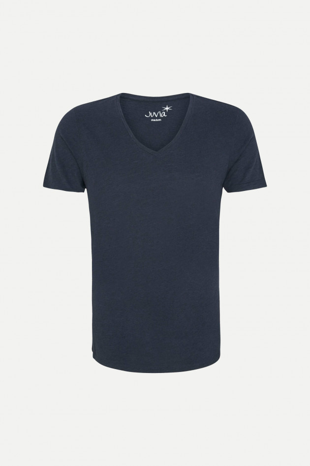 Juvia T-Shirt mit V-Neck in Navy