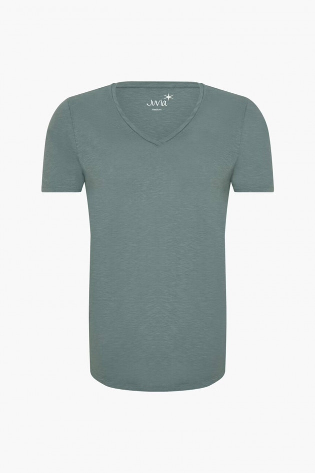 Juvia T-Shirt mit V-Ausschnitt in Graugrün