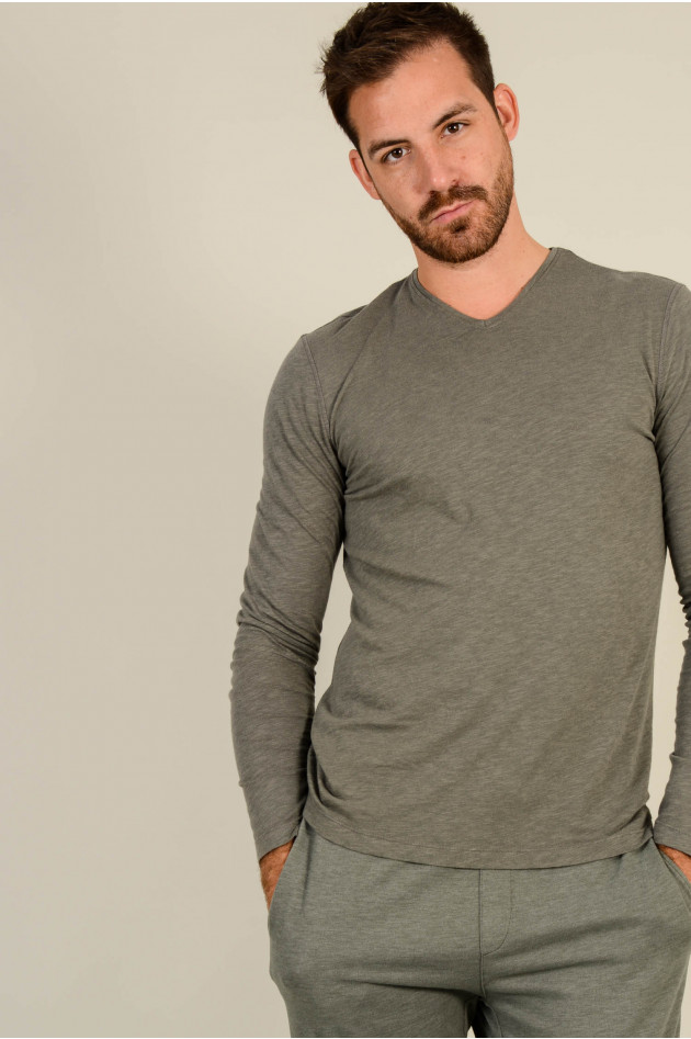 Juvia Langarmshirt in Oliv meliert