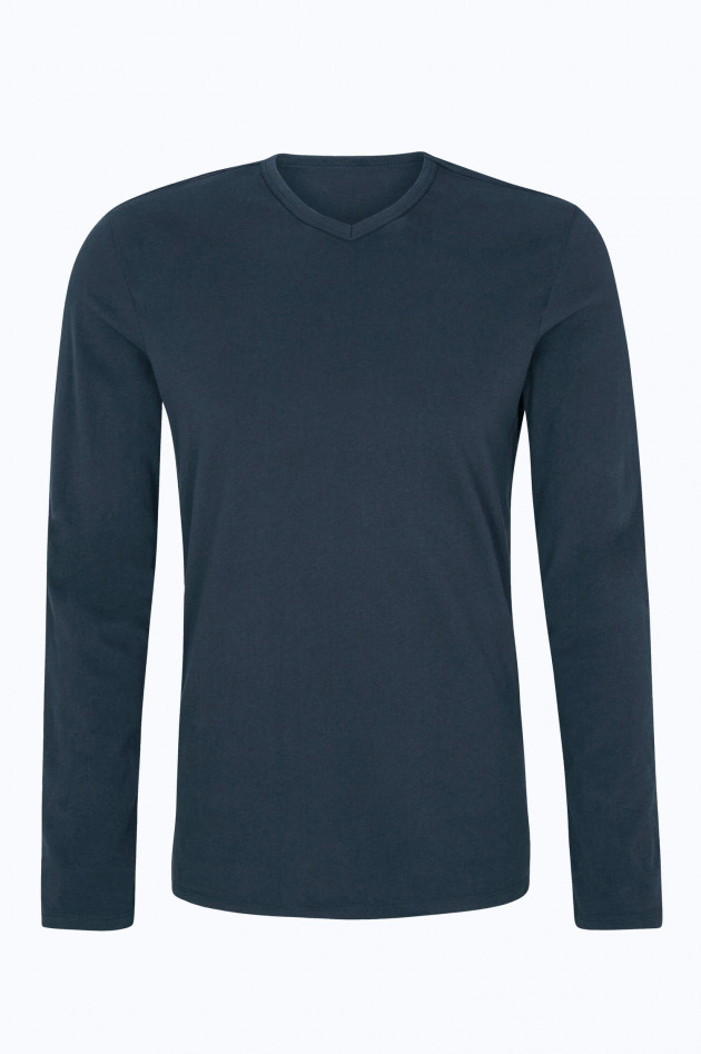 Juvia Langarmshirt mit V-Ausschnitt in Navy