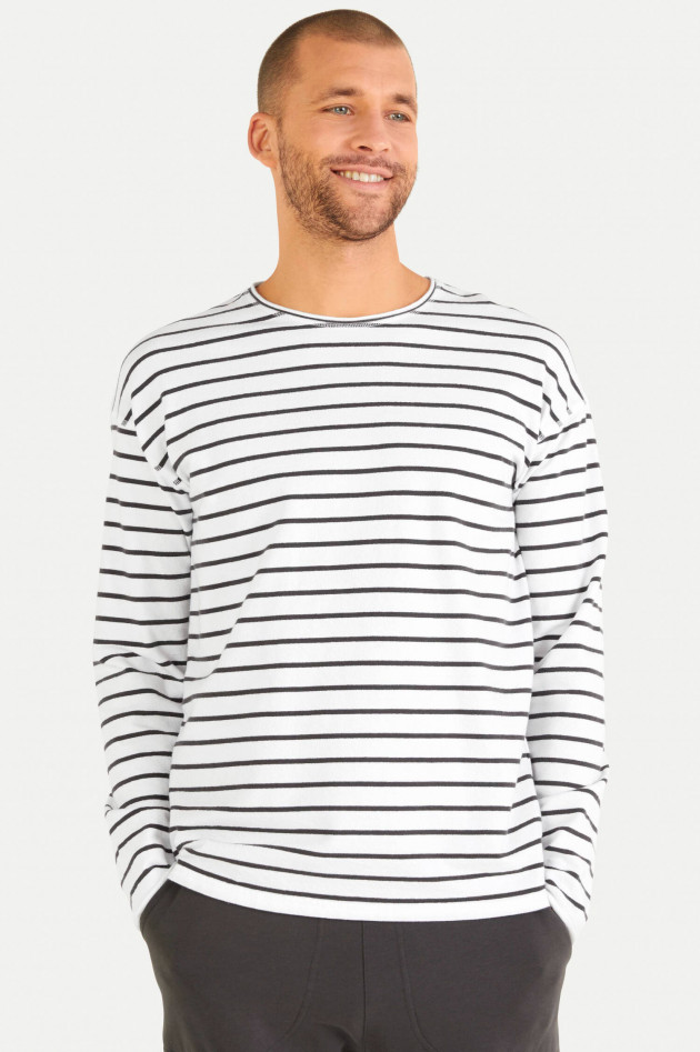 Juvia Baumwoll-Sweatshirt in Weiß/Navy