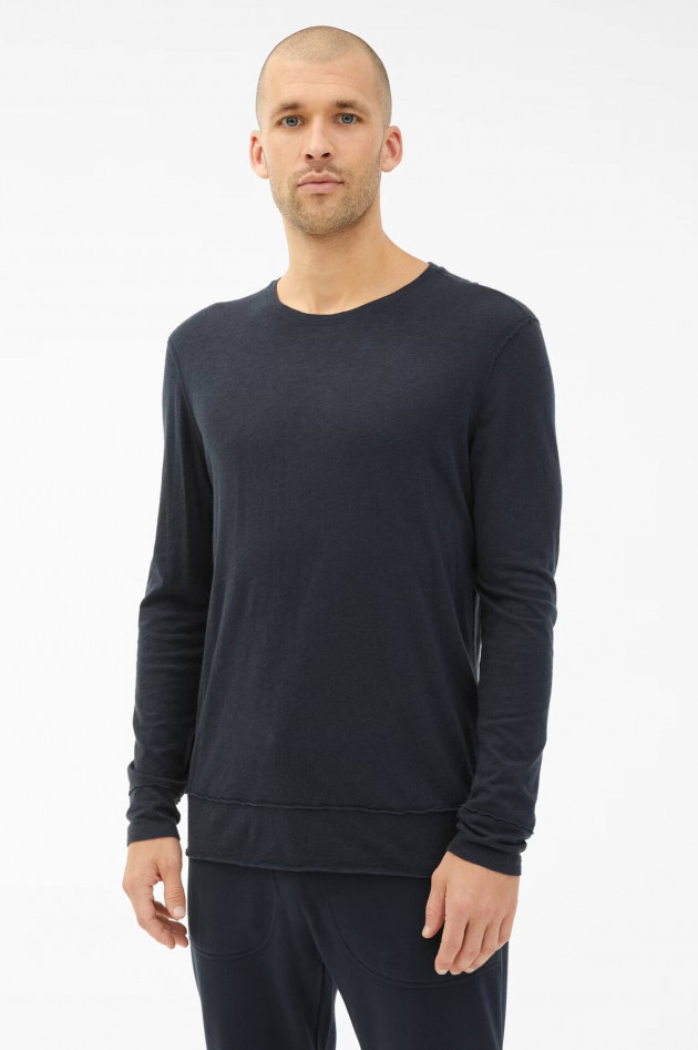 Juvia Longsleeve aus Baumwoll-Viskose-Mix in Navy