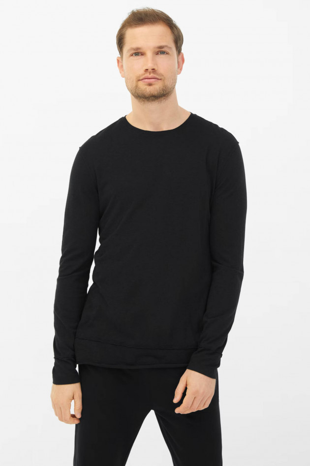 Juvia Longsleeve aus Baumwoll-Viskose-Mix in Schwarz