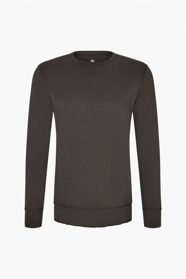 Juvia Longsleeve aus Baumwoll-Viskose-Mix in Braun