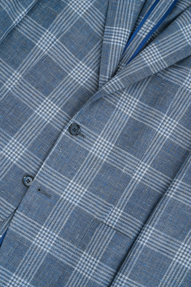 L.B.M. Karriertes Sakko aus Woll-Leinen-Mix in Denim Blue