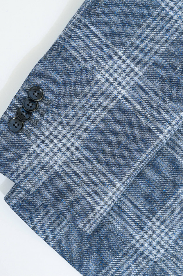 L.B.M. Karriertes Sakko aus Woll-Leinen-Mix in Denim Blue