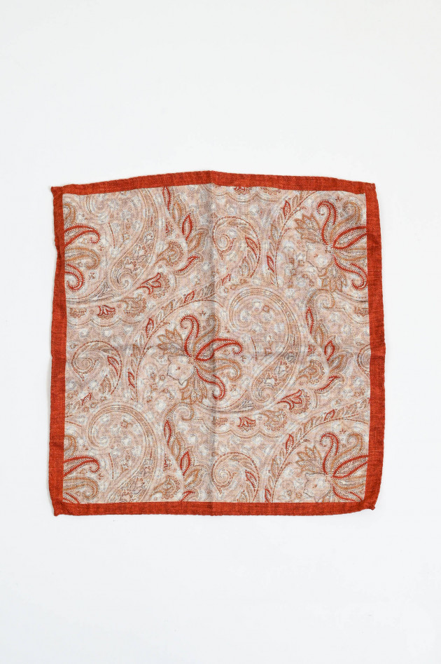 L.B.M. Einstecktuch aus Seide in Rot/Beige gemustert
