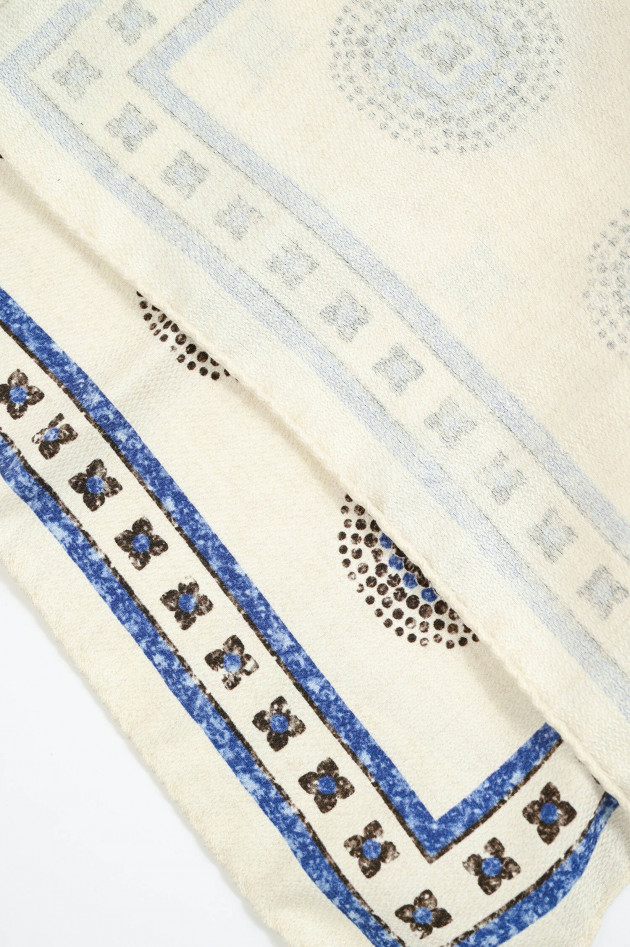 L.B.M. Einstecktuch aus Seide in Beige/Blau gemustert