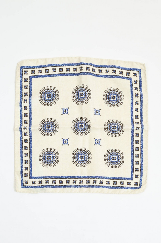 L.B.M. Einstecktuch aus Seide in Beige/Blau gemustert