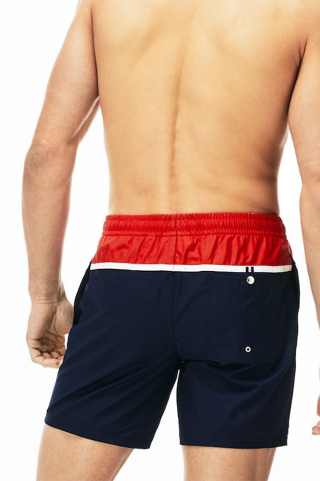 Lacoste Badehose in Navy/Rot mit Streifen