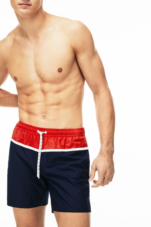 Lacoste Badehose in Navy/Rot mit Streifen