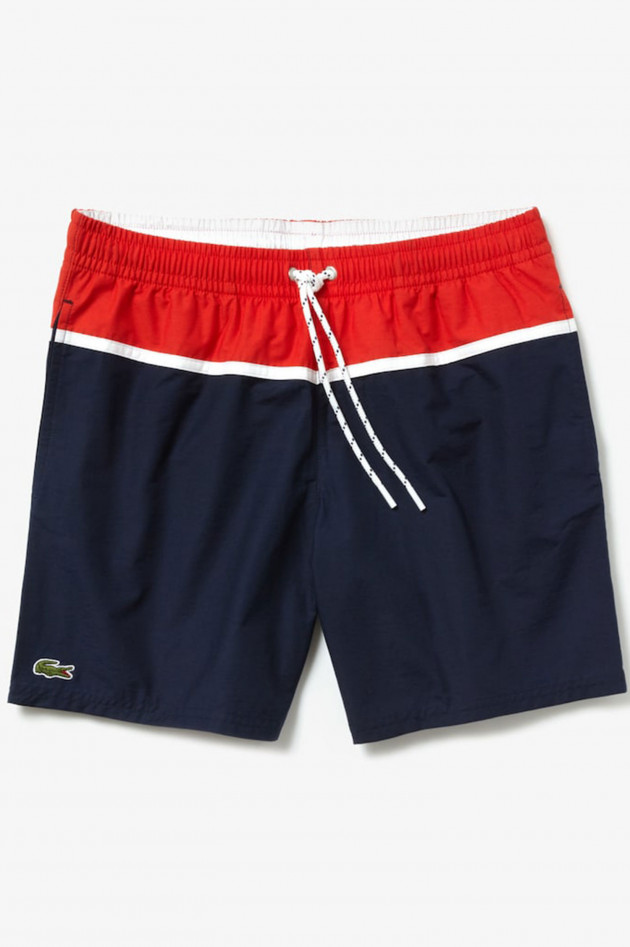 Lacoste Badehose in Navy/Rot mit Streifen