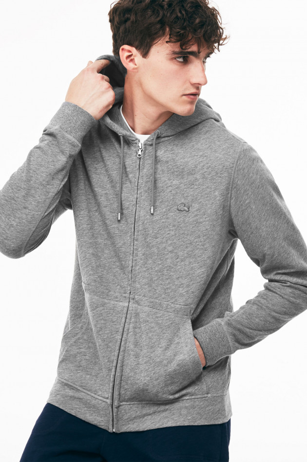 Lacoste Sweatjacke in Grau meliert