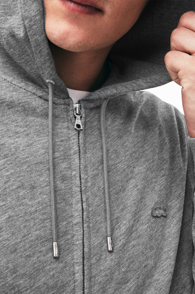 Lacoste Sweatjacke in Grau meliert