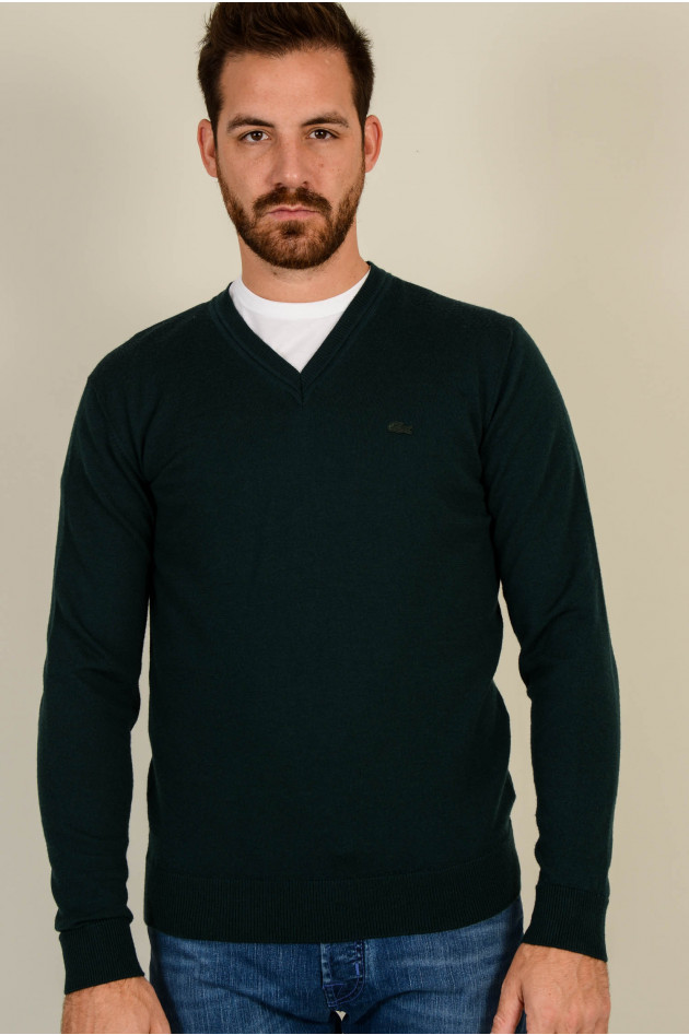 Lacoste V - Pullover aus Merinowolle in Tanne