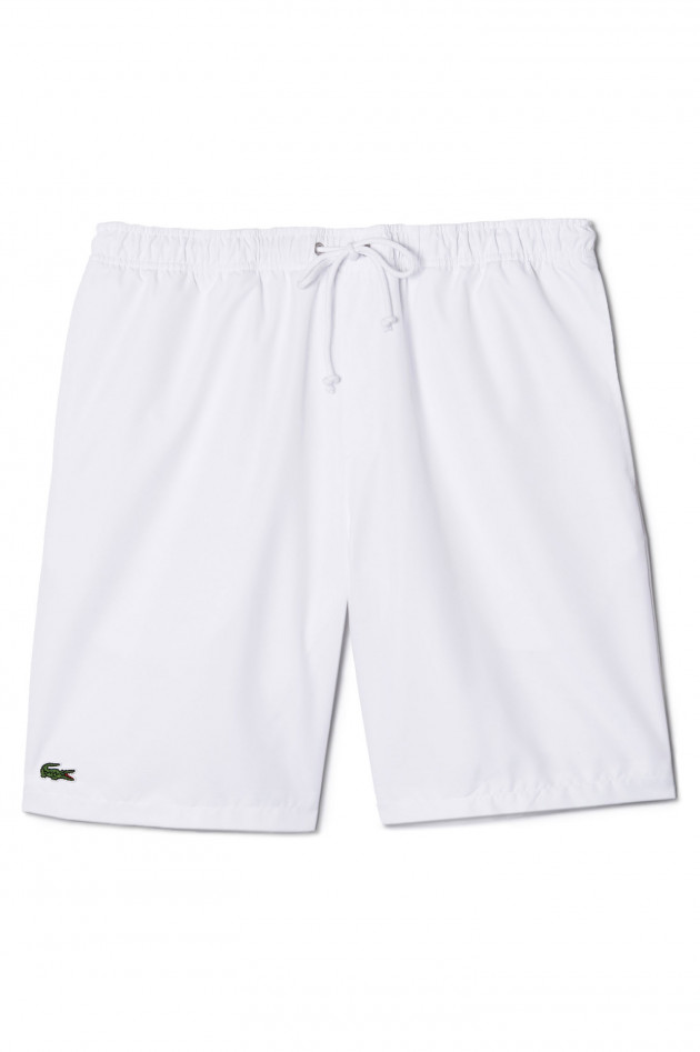 Lacoste Tennis-Shorts aus rautenförmig gewebtem Taft in Weiß