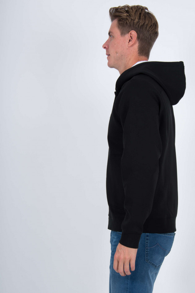 Lacoste Sweatjacke mit Neoprenoptik in Schwarz