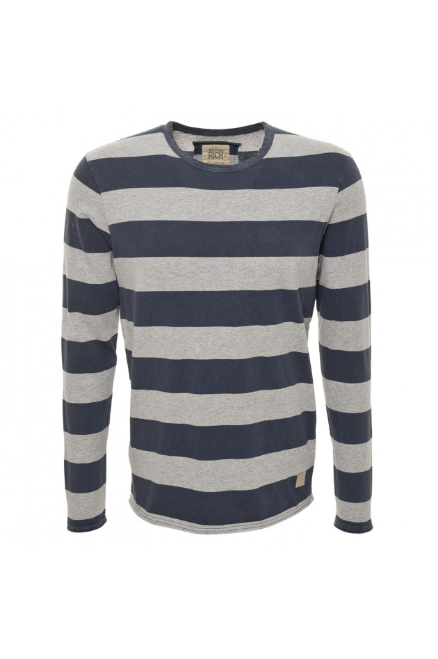 Better Rich Langarmshirt in Blau/Grau gestreift