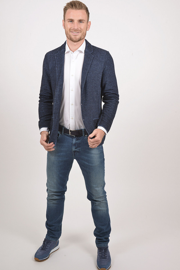 Lardini Sakko mit Strickoptik in Navy