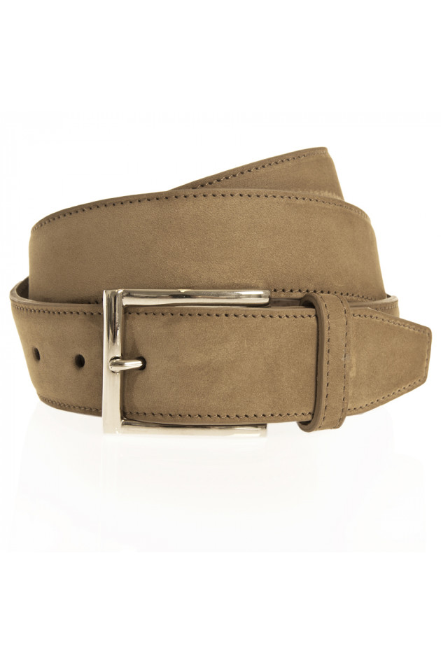 Grüner Ledergürtel in Camel