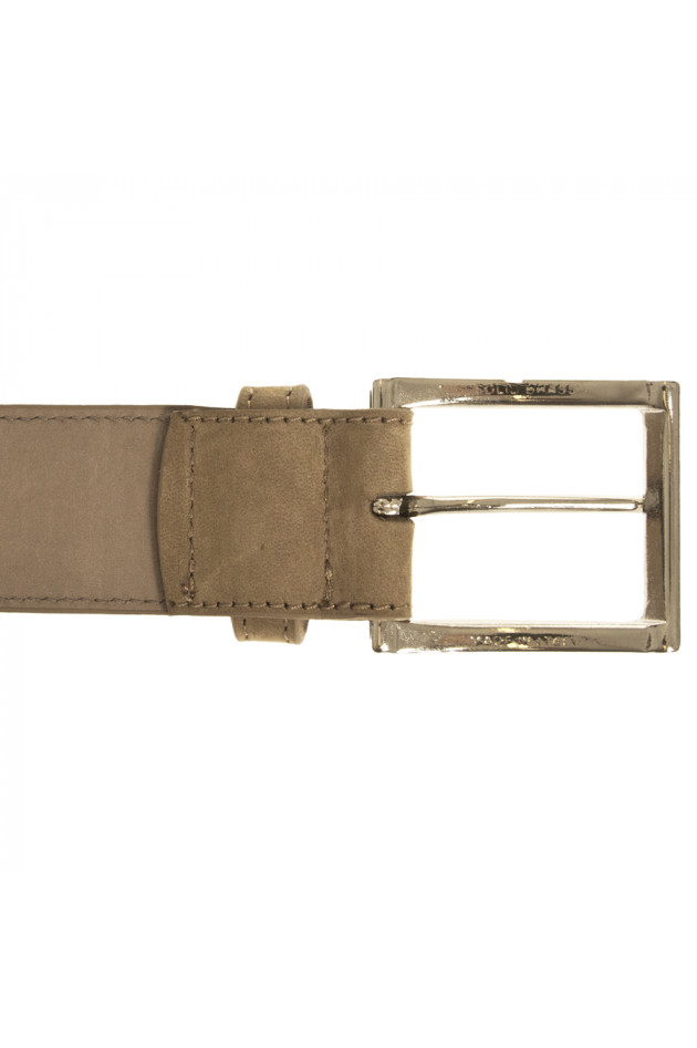 Grüner Ledergürtel in Camel